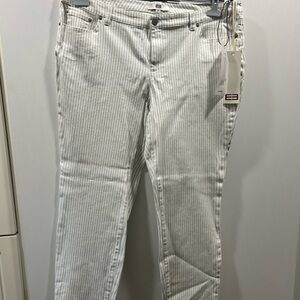 Etcetera White and Gray Skinny Jeans with Subtle Pinstripes